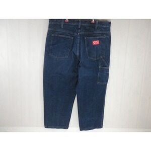 Vintage Wild Ass Jeans Mens‎ 42x30 Blue Denim Carpenter Suspender Buttons Hemmed